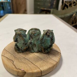 3 solid brass wise monkeys.